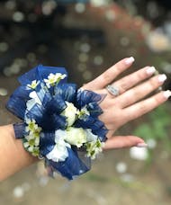 White and Navy Corsage