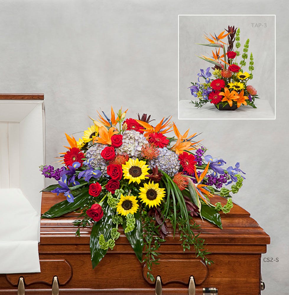 Bright Cover Casket Spray Sympathy Flowers, Florist Memphis TN