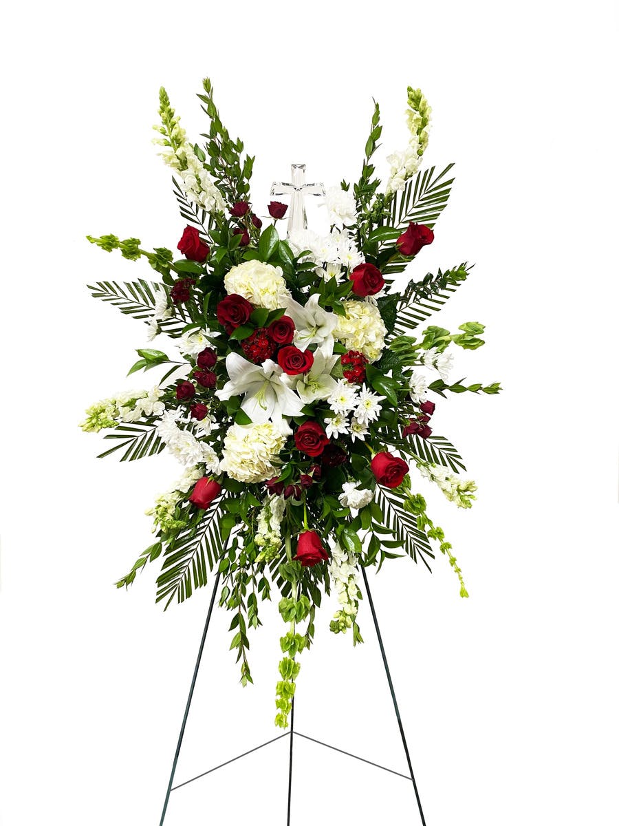 Eternal Grace Standing Sympathy Spray Funeral Flowers, Memphis Florist